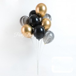 Helium Balloons Bundle - Black Chrome Gold Marble Color