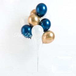 Helium Balloons Bundle - Midnight Blue White Chrome Gold Color