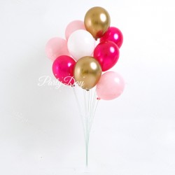 Helium Balloons Bundle - Pink Fuchsia White Chrome Gold Color