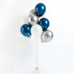 Helium Balloons Bundle - Midnight Blue White Chrome Silver Color