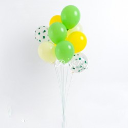 Helium Balloons Bundle - Green, Yellow, Ivory, Green Polka dot