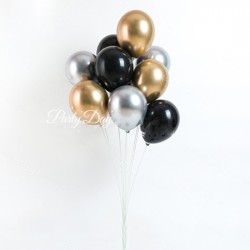 Helium Balloons Bundle - Black Chrome Gold Silver Color