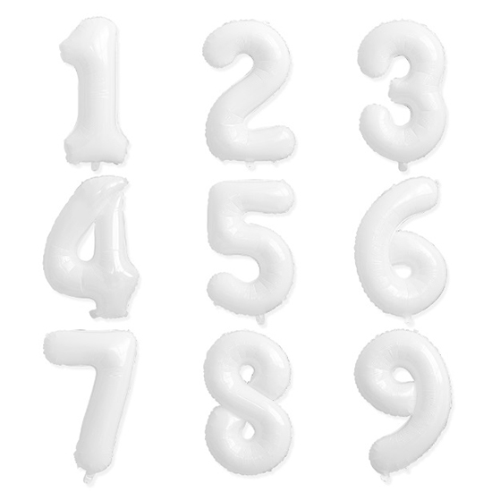40in White Giant Number Foil Balloon